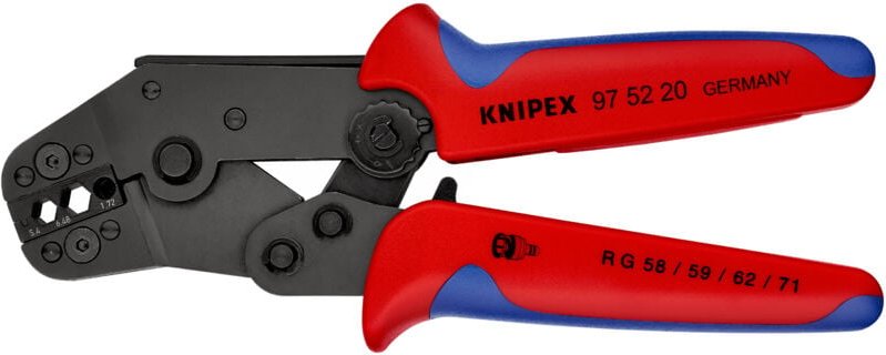 Thumbnail - Knipex - 97 52 20 Crimpzange Koaxial-Steckverbinder bnc, tnc RG58, RG59, RG62, RG71, RG223