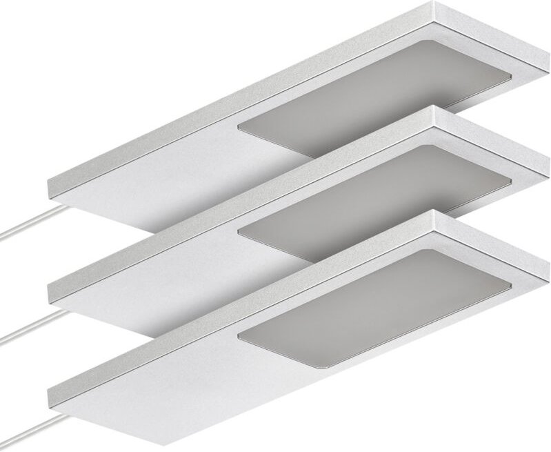 SOTECH LED-Möbelleuchte GIULIA II ohne Sensor silbergrau, 2700K warmweiß inkl. Trafo & Verteiler, 3er Set