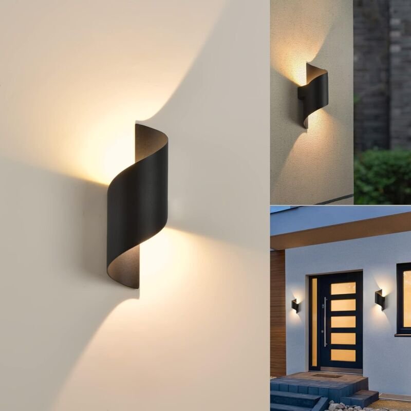 Innen-/Außenwandleuchte, 10 w warmweiße Lampe, Up-Down-Beleuchtung, wasserdichte IP65-Beleuchtung, Metallspirale für Bar...
