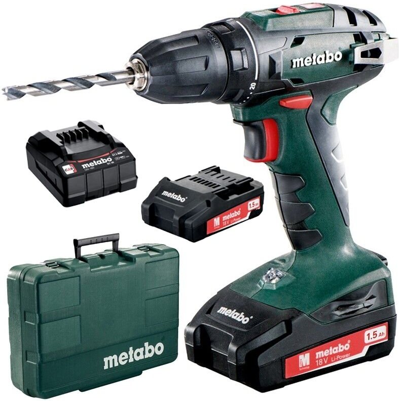Metabo - 18V Akku Bohrschrauber BS18 inkl. 2x 1,5 Ah Akkus + Transportkoffer