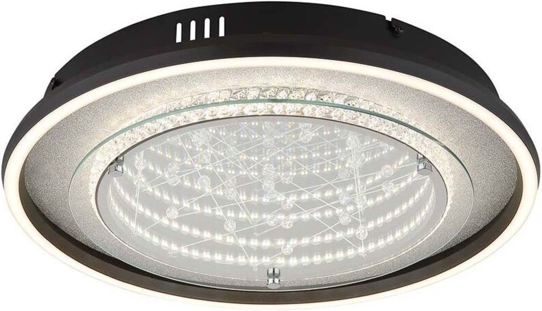 Deckenleuchte Deckenlampe Wohnzimmerlampe Aluminium schwarz matt Glas 3D Effekt LED D 40 cm