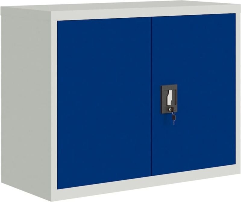 Aktenschrank Hellgrau und Blau 90x40x70 cm Stahl Vidaxl