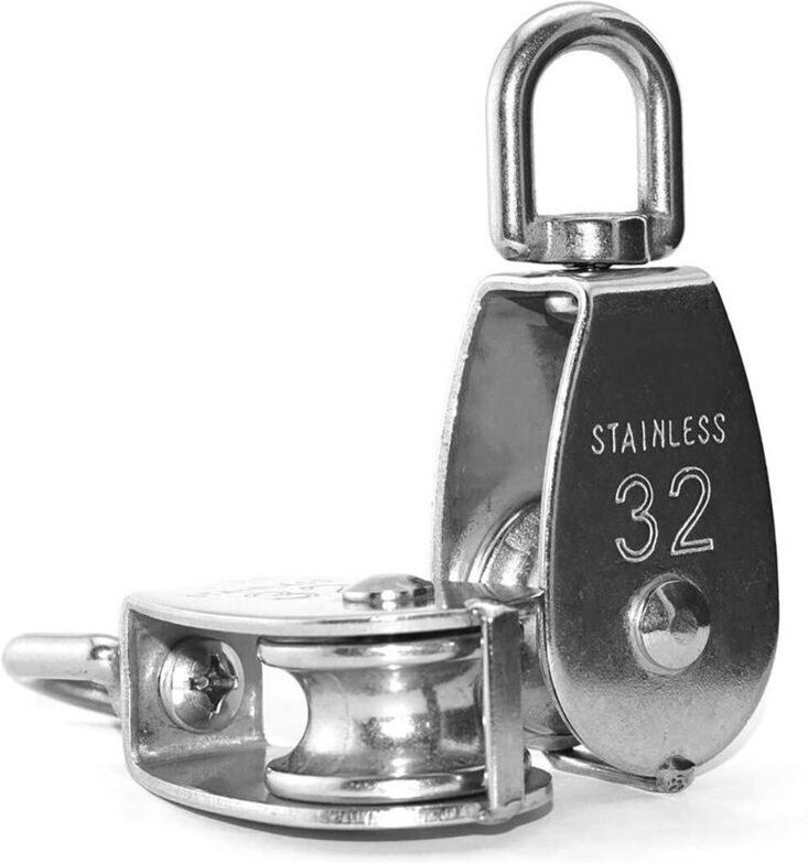 2 Stück 32-mm-Einzelrollen aus Edelstahl 304, Tragfähigkeit 250 kg – Silber