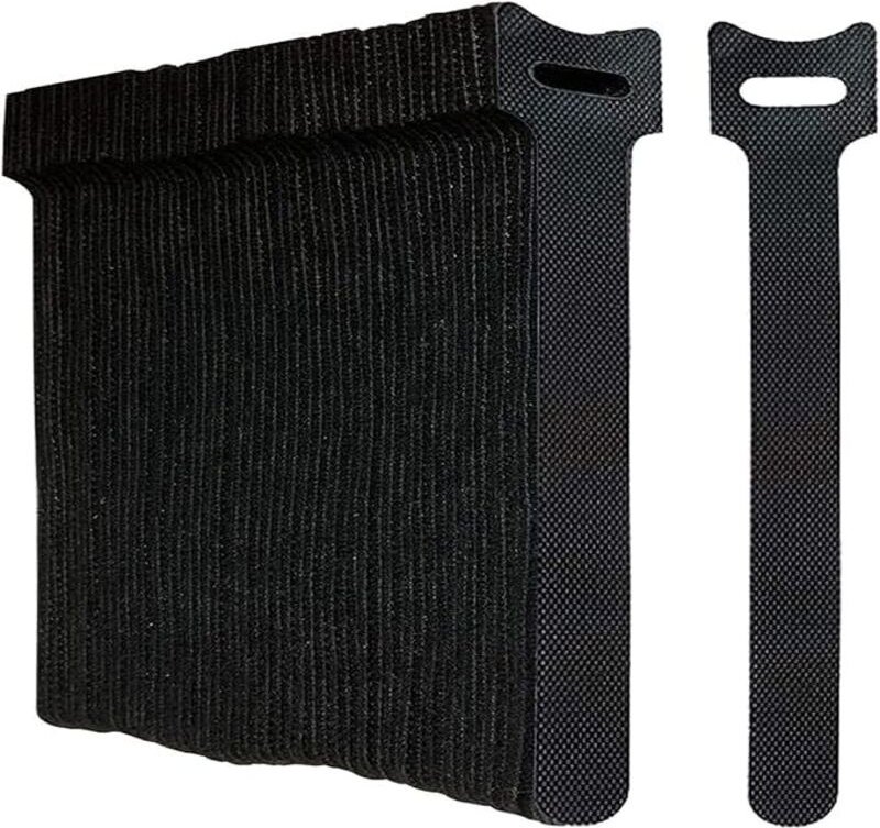 Shining House - 50 Stück schwarze Kabelbinder, wiederverwendbar, kratzfestes Kabelklemmband mit Klettverschluss für die ...