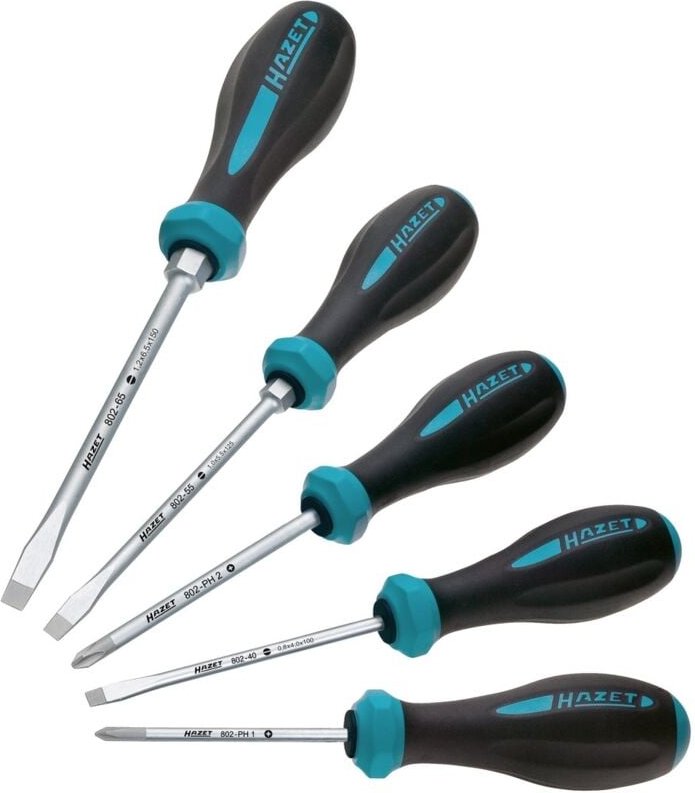HEXAnamic Werkstatt Schraubendreher-Set 5teilig Schlitz, Kreuzschlitz Phillips - Hazet