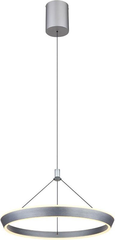 Hängeleuchte Höhenverstellbar Pendelleuchte Alu Ring Esszimmerleuchte Höhe verstellbar, opal titan, led 40W 1000Lm warmw...