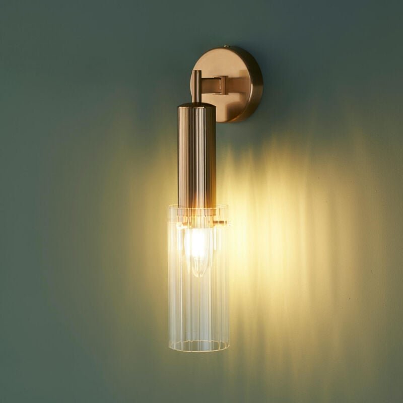 Goldene Vintage-Wandleuchte Glasrohr - Poggio