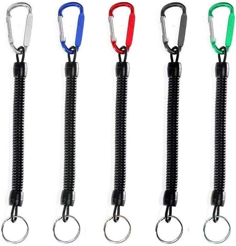 5 Stück Angel-Lanyards, Angel-Werkzeuge, elastisches Sicherheitsseil, mehrfarbige Angelseile, sicherer, einziehbarer Spi...