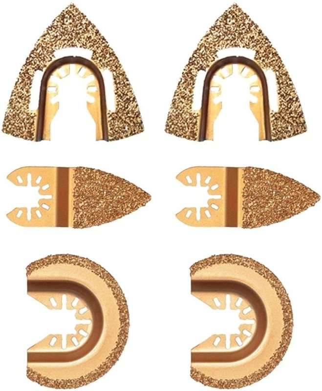 Aougo - Diamant-Hartmetall-Oszillationssägeblätter 6er-Set, Halbkreis-Dreieck-Universal-Hartmetall-Sägeblätter für Kombi...