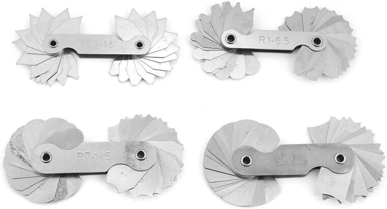 Eosnow 4 Stück Edelstahl-Radius-Filet-Messwerkzeug R0,3–1,5/R1–6,5/R7–14,5/R15–25