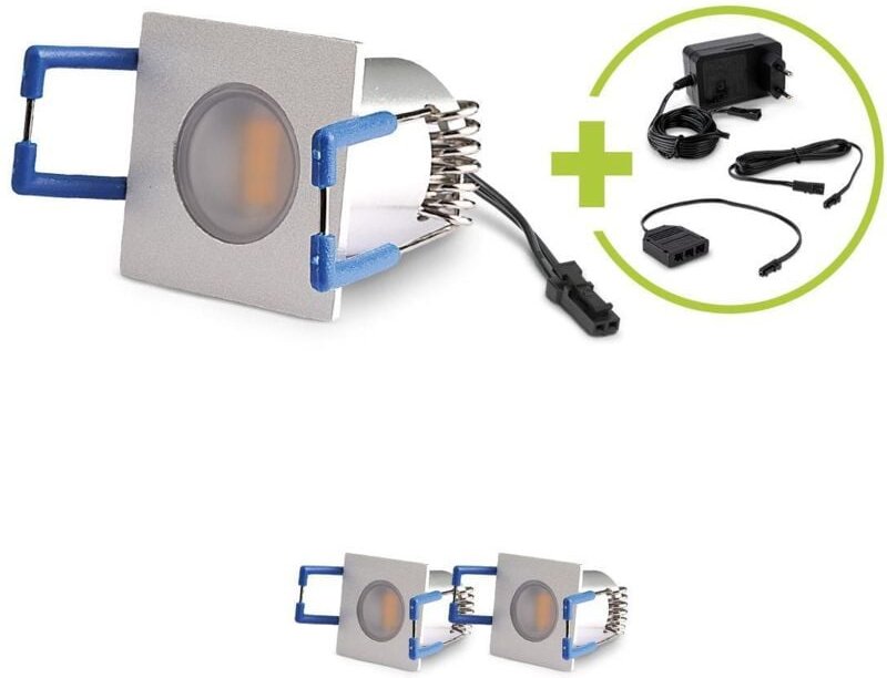 LED Mini Einbauspot 1.5W 12V 3000K IP20 - Form: eckig 30x30mm - Anzahl: 3x