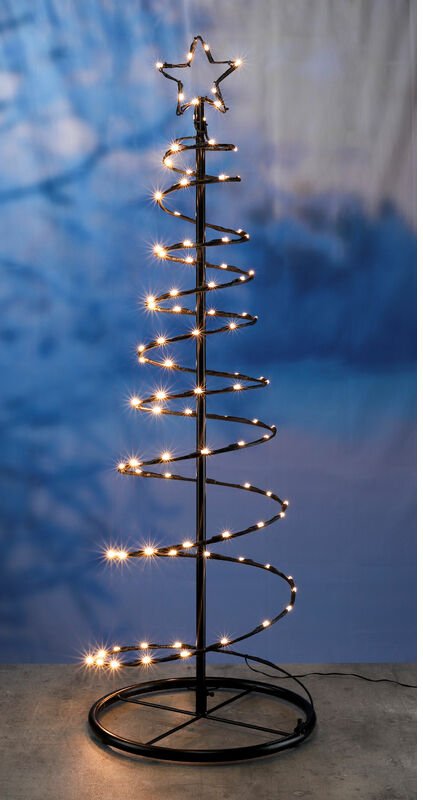 Beleuchteter Metall Tannenbaum mit 100 warm weißen LED und Stern Spitze ca. 120 cm