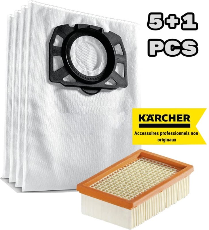 Sjqka - Passend für Kärcher wd 4, wd 5, wd 6, wd 4290 / 5200 m / 5300 m / 5600 mp Flusenfilterbeutel + Flachfaltenfilter...