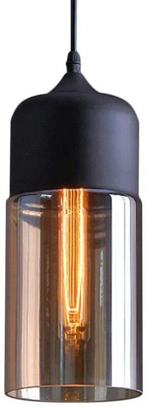 Pendelleuchte Moderne, Hängelampe mit Lampenschirm Braunes Glas, Kronleuchter E27 für Küche Wohnzimmer Schlafzimmer Korr...