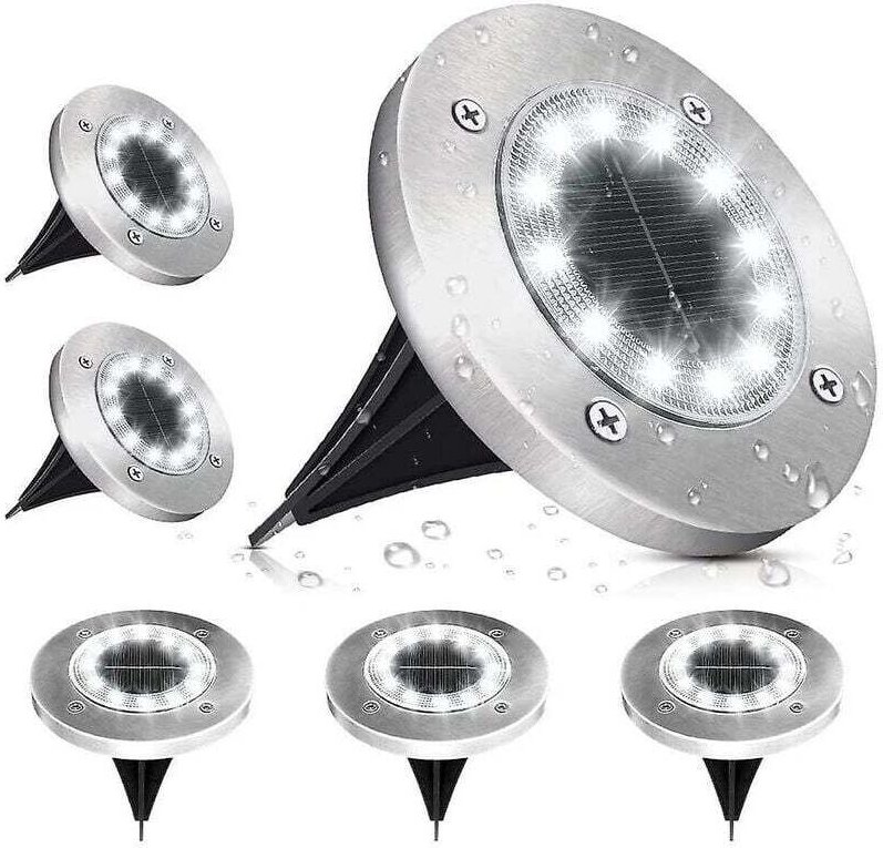 6er-Pack 12 LED-Solarleuchten für den Außenbereich, 6000 K Kaltweiß, IP65 wasserdicht, LED-Einbaustrahler für den Außenb...