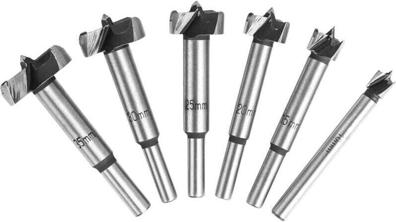 Vtizikl Mèche pour bois, Mèches Forestières, 6 PCS (10/15/20/25/30/35mm), Foret à Bois en Alliage de Qualité Supérieure ...