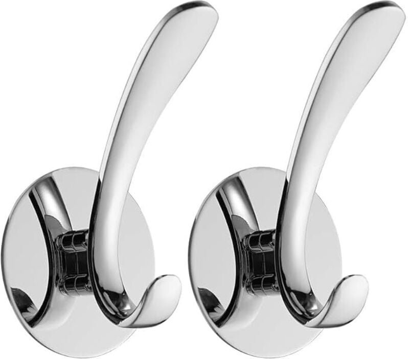 Handtuchhaken, Bademantelhaken, Edelstahl, ohne Bohren, für Badezimmer und Küche, polierte Oberfläche, 2 Stück