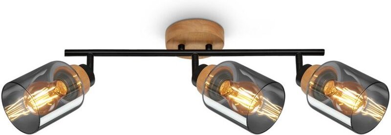 Spotlight, with wood, smoked glass, 3xE27/max.10W