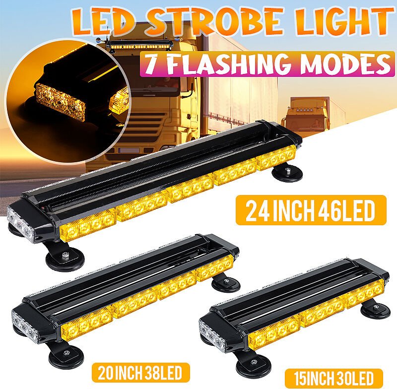 12V 24 Zoll 346-LED Bernsteinfarbener doppelseitiger Verkehrsberater Stroboskop-Blitzlichtleiste Rückfahrlicht Wasserdic...