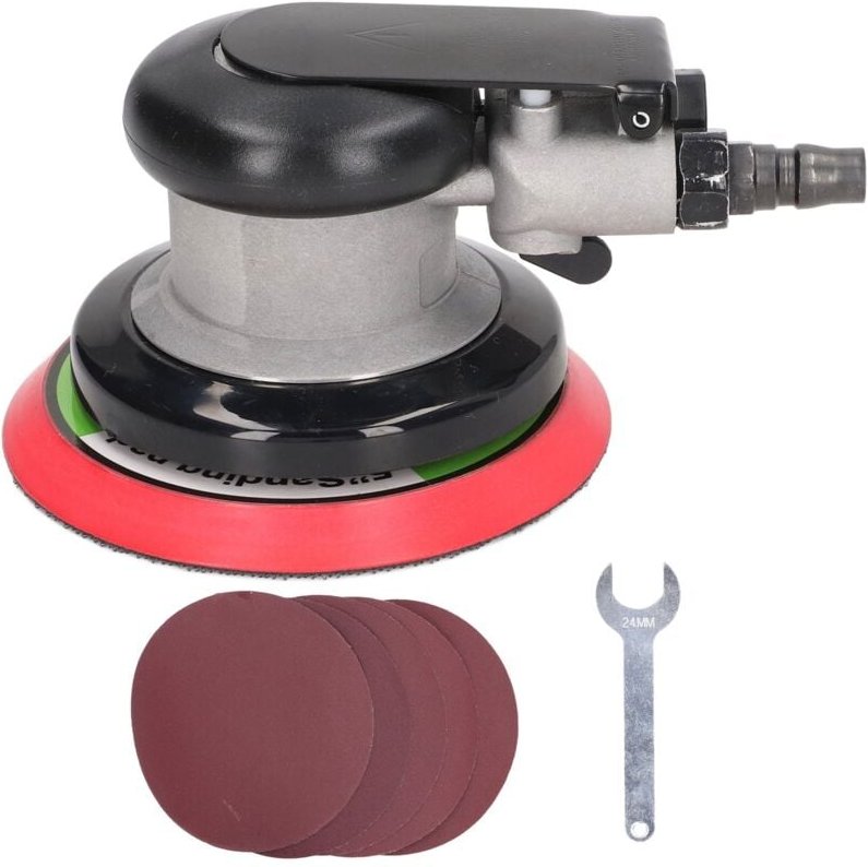 Ej.Life 5-Zoll-Luft-Exzenterschleifer, 10000 U/min Exzenter-Luftschleifer, mit 5 Stück 180 Schleifpapier, Auto-Schleifma...