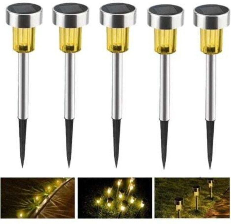 5er-Pack Solar-Bodenleuchten für den Außenbereich, wasserdichte LED-Solarleuchten aus Edelstahl für Garten, Landschaftsb...