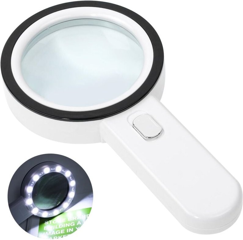 Thumbnail - Beleuchtete Leselupe, 30-fache Lupe mit 12 LED-Licht, Handlupe, leuchtende Lupe zum Lesen, Schmuck, Senioren, Sehbehinde...