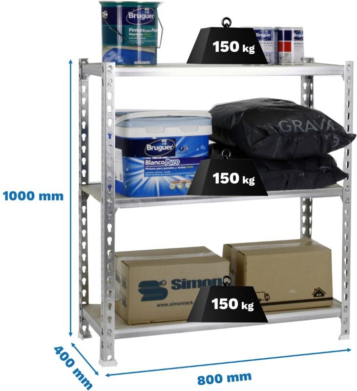 Simonrack Modulare Regal aus verzinktem Metall und Holz 100x80x40 cm