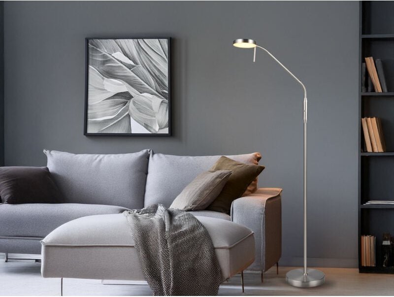 Led Akku Stehlampe moreno dimmbar mit Flexarm, Silber Höhe 137cm