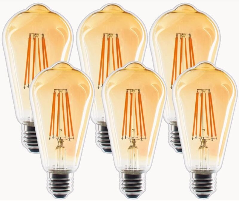 Vintage Edison dimmbare Glühbirne E27 ST64 6W 600Lm Warmweiß 2700K Bernstein Retro Glühfadenlampe für Wohnzimmer Restaur...