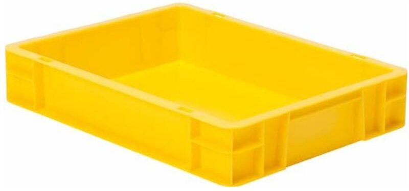 Thumbnail - Transport-Stapelkasten B400xT300xH75 mm gelb, geschlossen ohne Griffloch - La-ka-pe