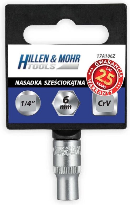 DEDRA 1/4" 9 mm 6-Kant-Steckschlüssel - mit Anhänger, ideal für Präzisionsarbeiten