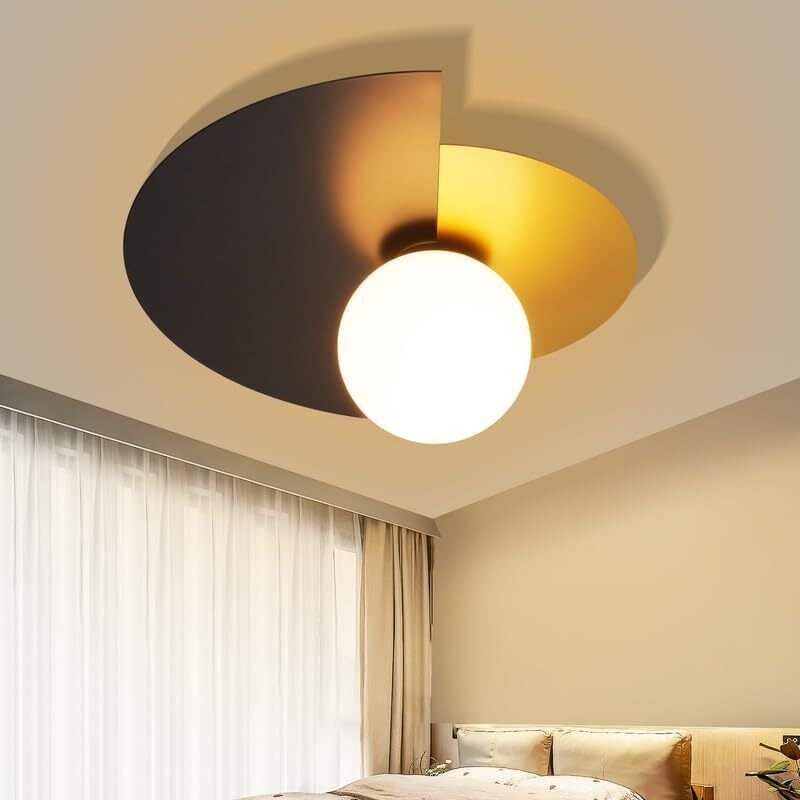 GBLY Deckenlampe Flur Deckenleuchte Wohnzimmer - Schwarzgold Wohnzimmerlampe Kinderzimmer Vintage Glas und Metall E14 Fl...