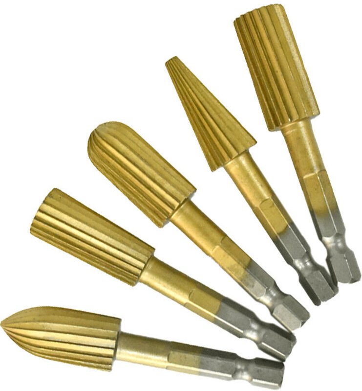 5-teiliges Rotations-Frässtift-Set, 1/4 Zoll Sechskantschaft, Hochgeschwindigkeitsstahl-Frässtift-Bits, Rotationsfeilen-...