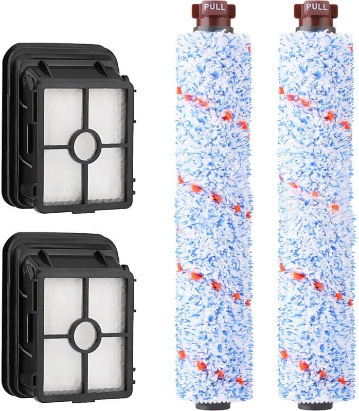 Ersatzteile für Bissell-Reiniger, 2er-Pack Bürstenrollen für verschiedene Oberflächen + 2er-Pack Staubsaugerfilter - Sol...