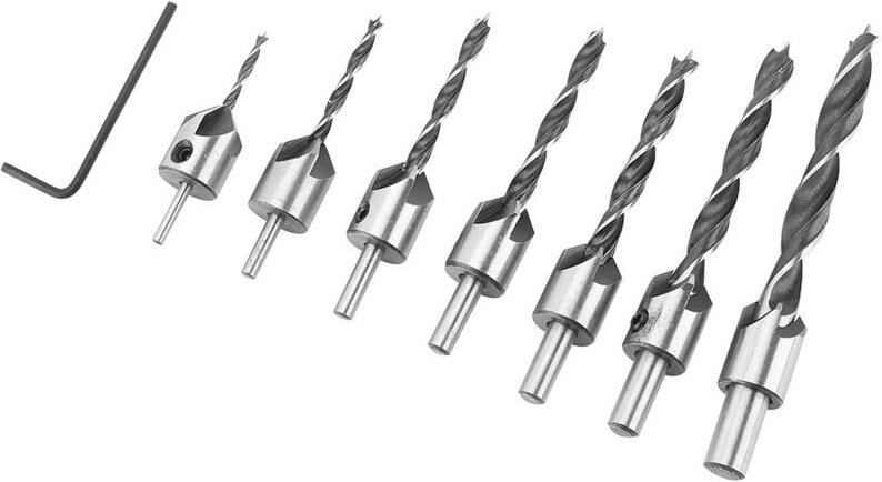Zoternen - 7 Stücke 5 Flöten Holzbearbeitung Senker Holzbohrer Senker Bohrer Set hss Zimmerei Reibahle Kernbohrer Fasens...