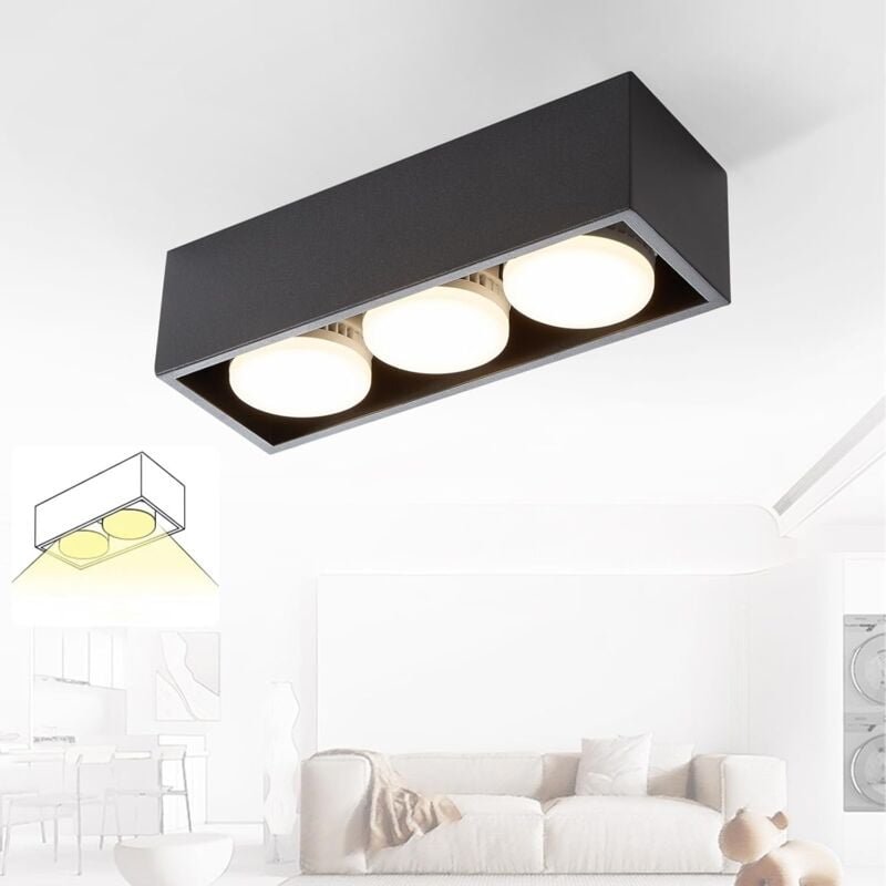 Thumbnail - Deckenleuchte Aufputz led Deckenspots - Schwarz Deckenstrahler Eckig mit 3 Flammig Schwenkbar Modern Aufbauspot Warmweiß...