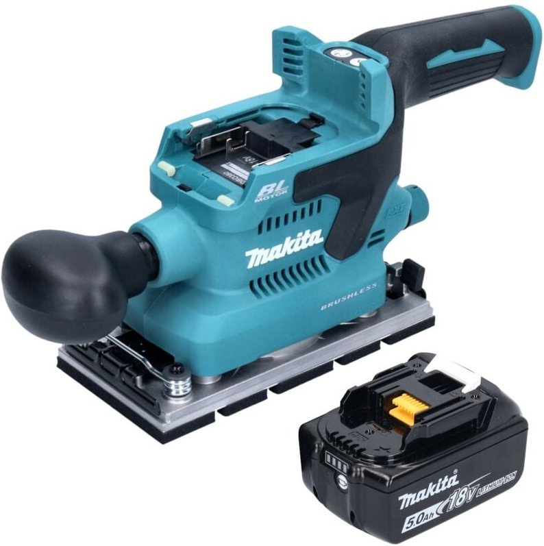 Dbo 380 T1 Akku Schwingschleifer 18 v 93 x 185 mm Brushless + 1x Akku 5,0 Ah - ohne Ladegerät - Makita