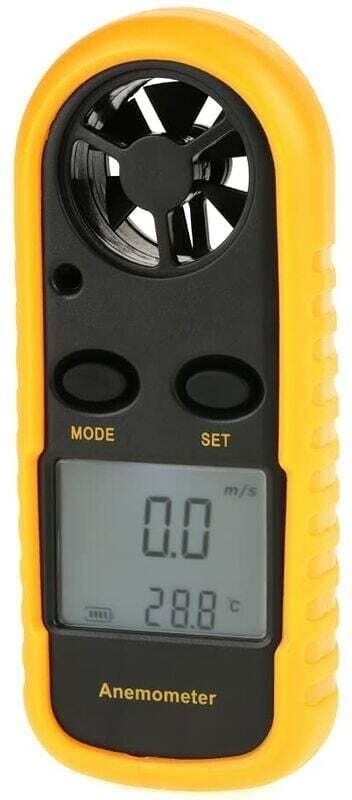 Handheld-Digital-Anemometer mit LCD-Display Windgeschwindigkeitsmesser mit digitalem Thermometer Luftgeschwindigkeits- u...