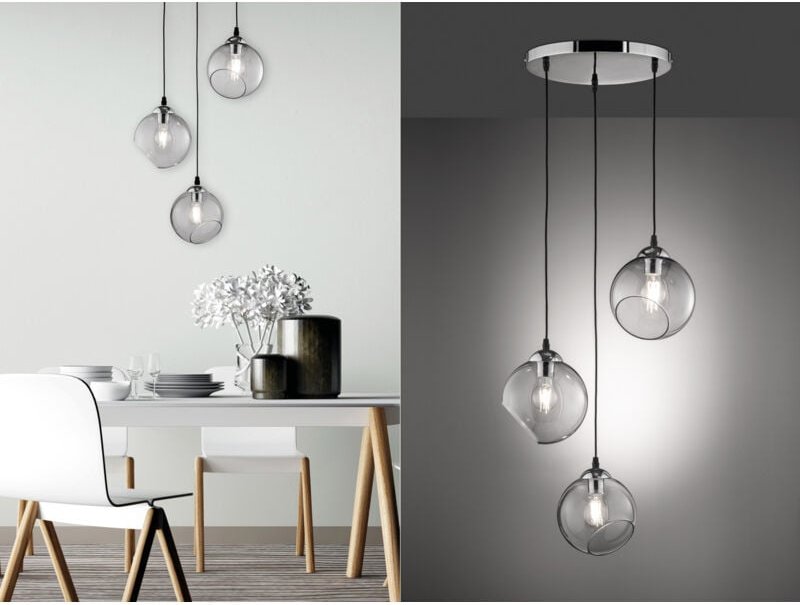 Pendelleuchte clooney 3-flammig mit Rauchglas Glaskugeln, ø 35cm