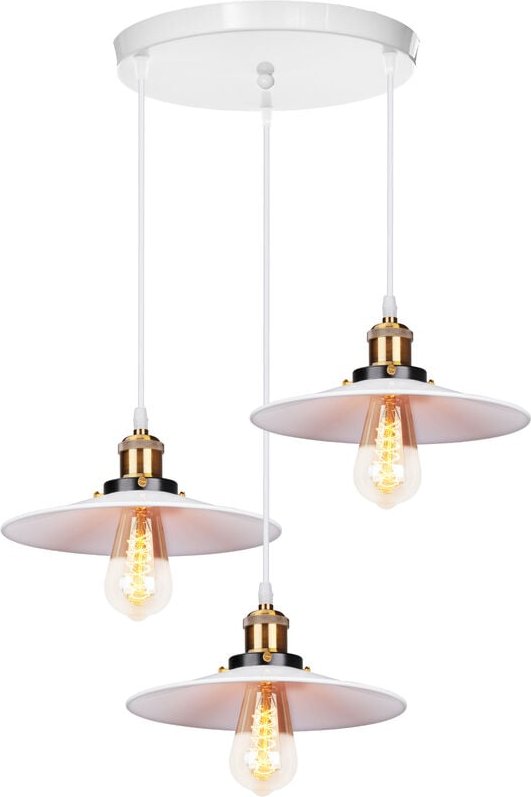 Pendelleuchte 3 Flammig Hängelampe mit Ø26cm Lampenschirm Kronleuchter Art Edison Lampe E27 Fassung für Loft Wohnzimmer ...