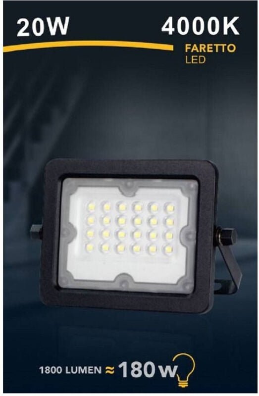 Trade Shop Traesio - Trade Shop - LED-Strahler Slim Projektor Outdoor Schwarz 20W IP65 Licht 4000K 6500K 3000K FS20W-N -