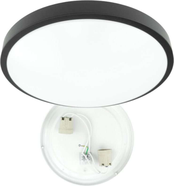 Runde Deckenleuchte für zwei Leuchtmittel 2x E27 Schwarz Aufbau