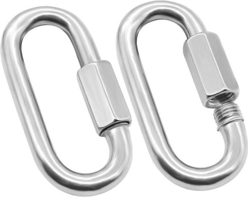 Set mit 2 robusten M8 D-förmigen Schnellverschlusskarabinern, Sicherheitskettenverbinder für Camping und Wandern