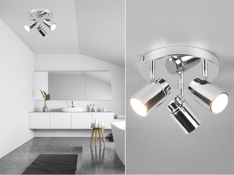 Deckenstrahler Badezimmerlampe angelo Silber Chrom 3-flammig, ø 20cm