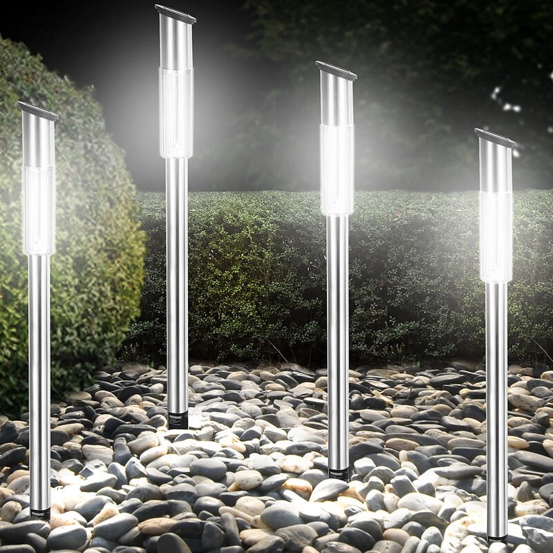 Monzana® led Solarlampe für Außen 4er Set Wetterfest Edelstahl Garten Balkon Solarleuchte Gartenleuchte Solar Wegeleucht...