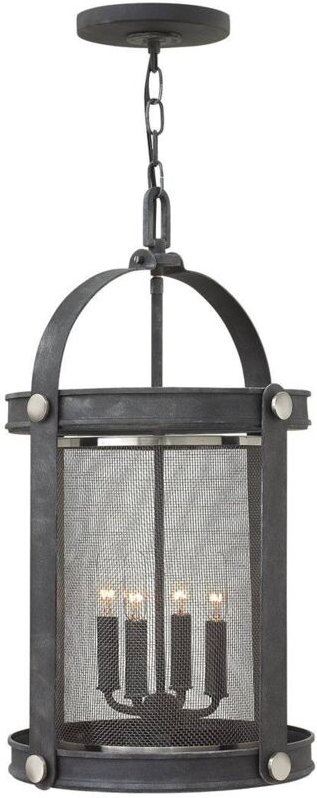 Pendelleuchte Hängelampe Deckenleuchte Zink h 62,2 cm 4 Flammig Esszimmerlampe