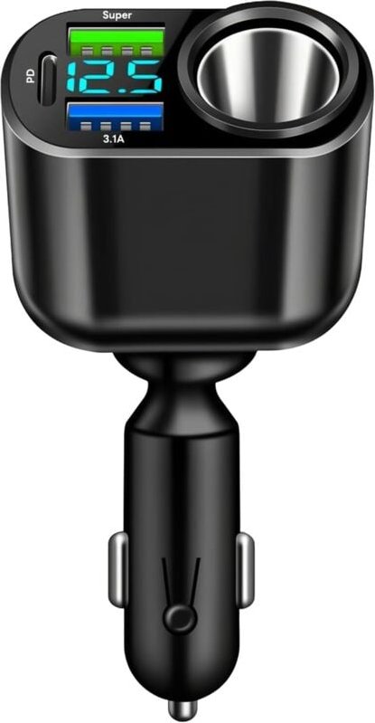 4 in 1 Auto Ladegerät Zigarettenanzünder Verteiler Adapter Splitter, 186W Car Charger 90W KFZ Autoladegerät Zigarettenan...