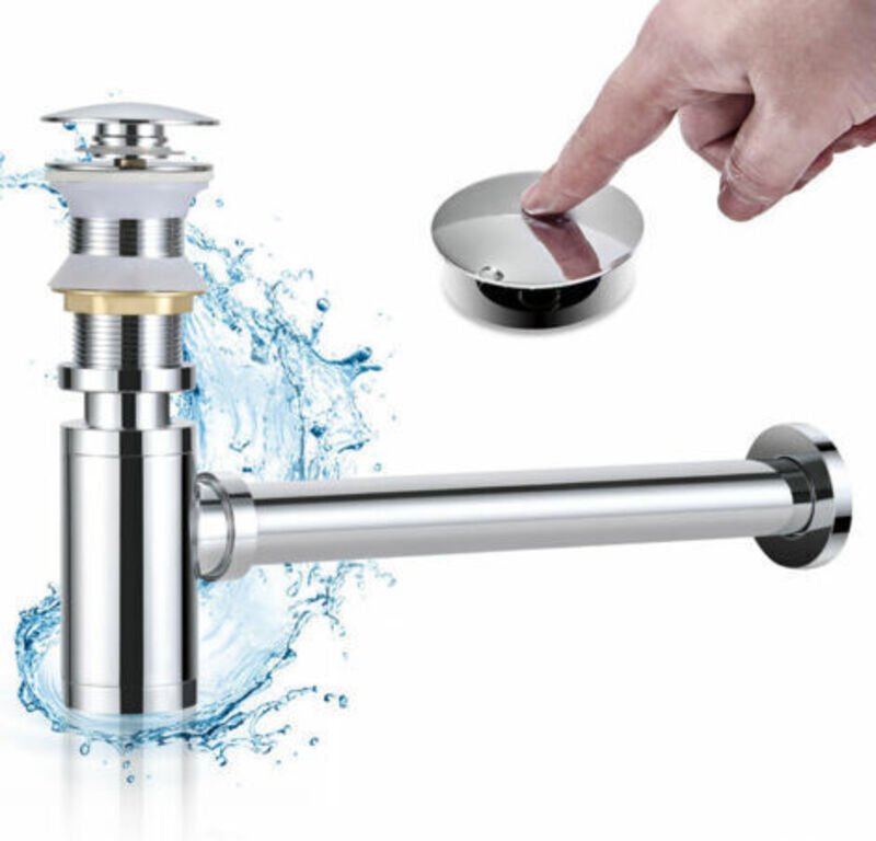 LaBlanc – Waschbecken-Siphon mit Pop-up-Ablauf ohne Überlauf, Badezimmer-Ablauf- und Siphon-Set, automatisches Design-Wa...