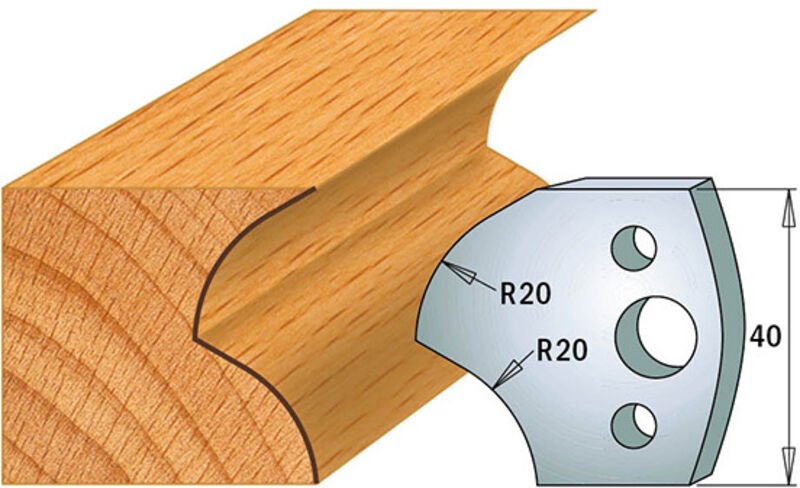 690.120 MESSERPAAR SP 40x4mm MIT KONKAV-KONVEX RADIUS R20mm