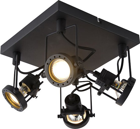 Industriespot schwarz 4-flammig - Suplux